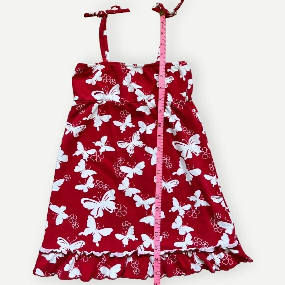 Gymboree Girls Butterfly Print Sleeveless Bow Shoulder Summer Tank Dress. 4. 4T.